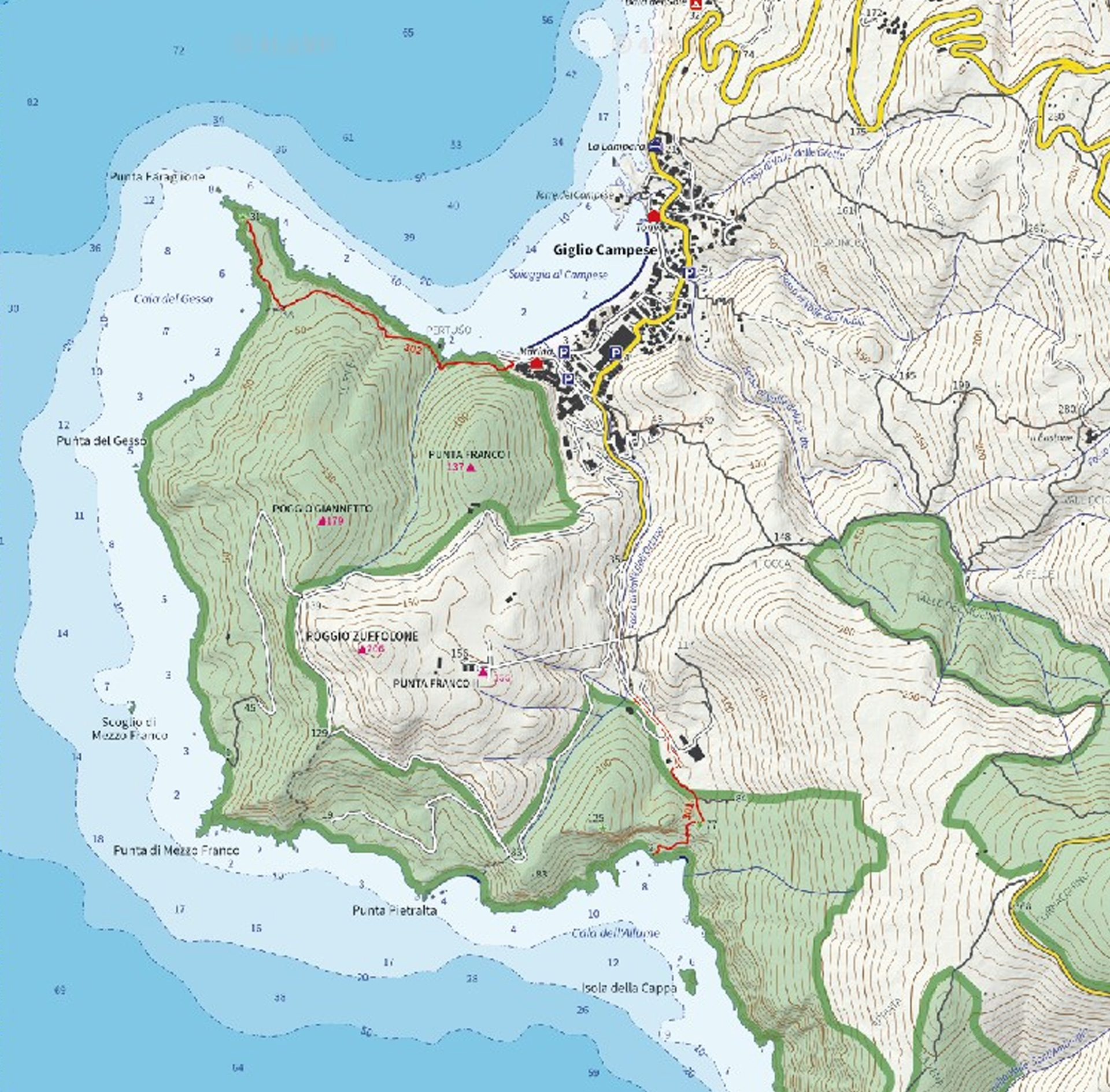 mappa Giglio allune e faraglione